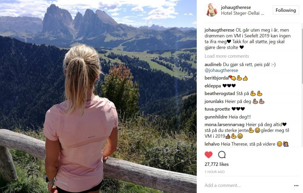 Johaug Appeals Directly To Her Fanbase on Instagram – Gets Outpour of Support
